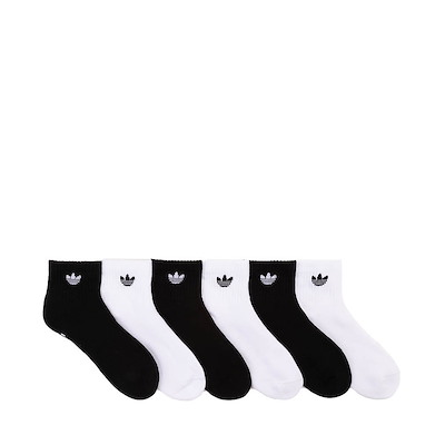 Main view of adidas Originals Trefoil 2.0 Quarter Socks 6 Pack - Big Kid - White / Black