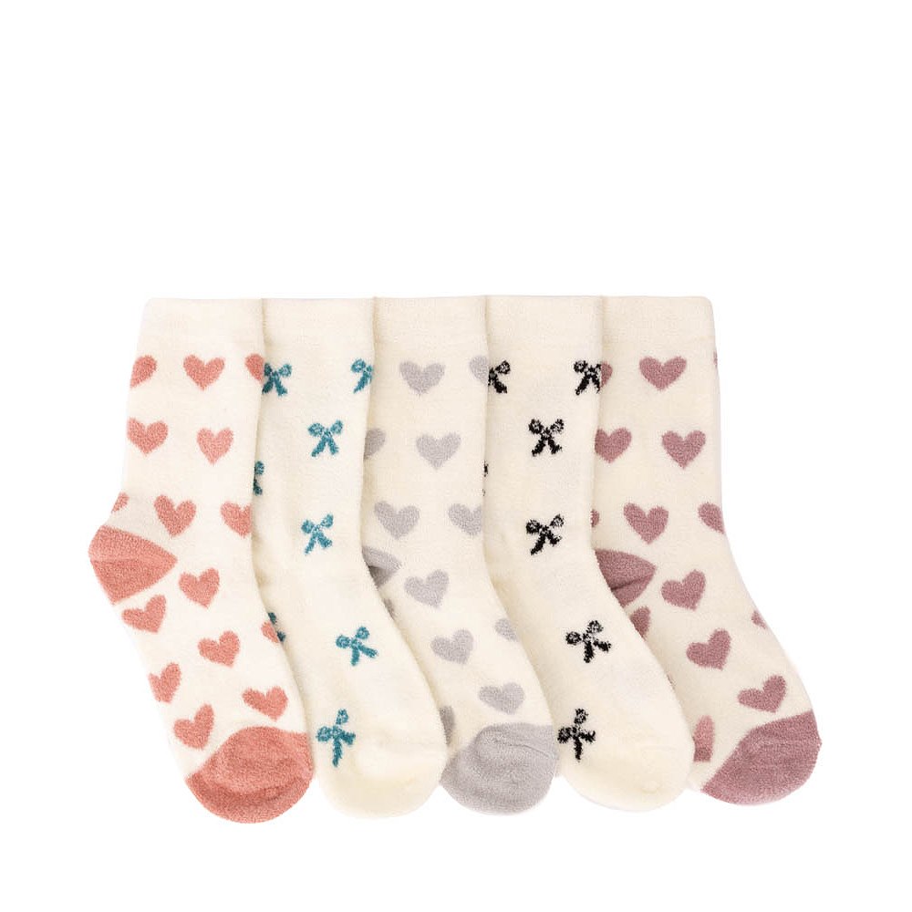 Bow and Heart Butter Crew Socks 5 Pack - Little Kid - Multicolor