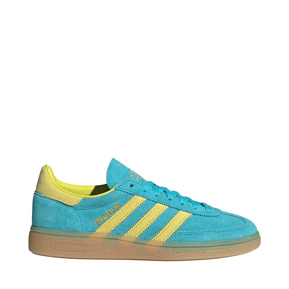 Womens adidas Handball Spezial Athletic Shoe - Blue Glow / Bright Yellow / Gold Metallic