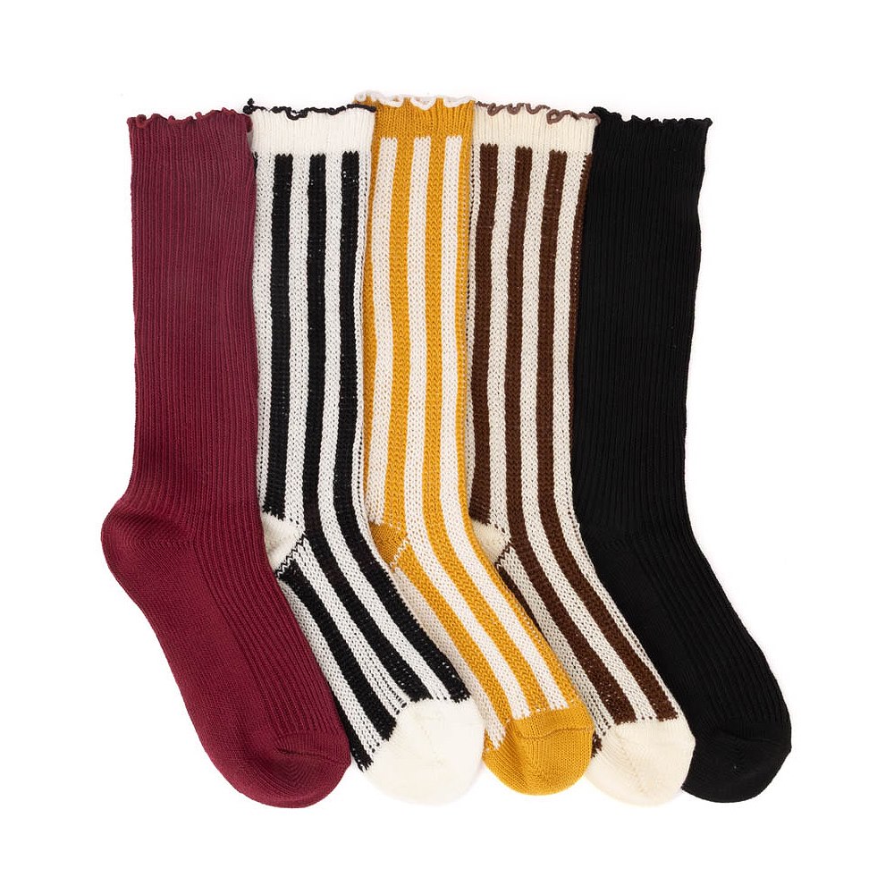 Womens Striped Slouch Crew Socks 5 Pack - Multicolor