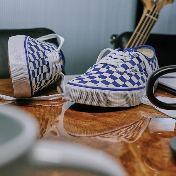 alternate view Vans Authentic Primary Checkerboard Skate Shoe - True Blue / WhiteHERO