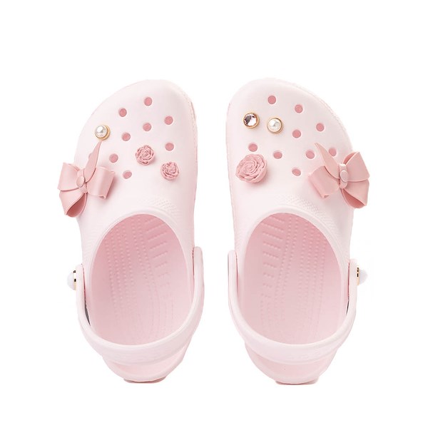 alternate view Crocs Classic Shimmer Bow Clog - Little Kid / Big Kid - Bubble IceALT2