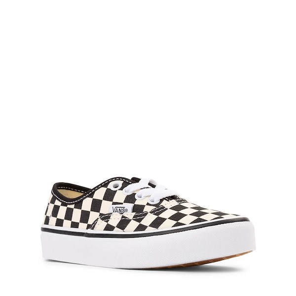 alternate view Vans Authentic Checkerboard Skate Shoe - Big Kid - Black / True WhiteALT5