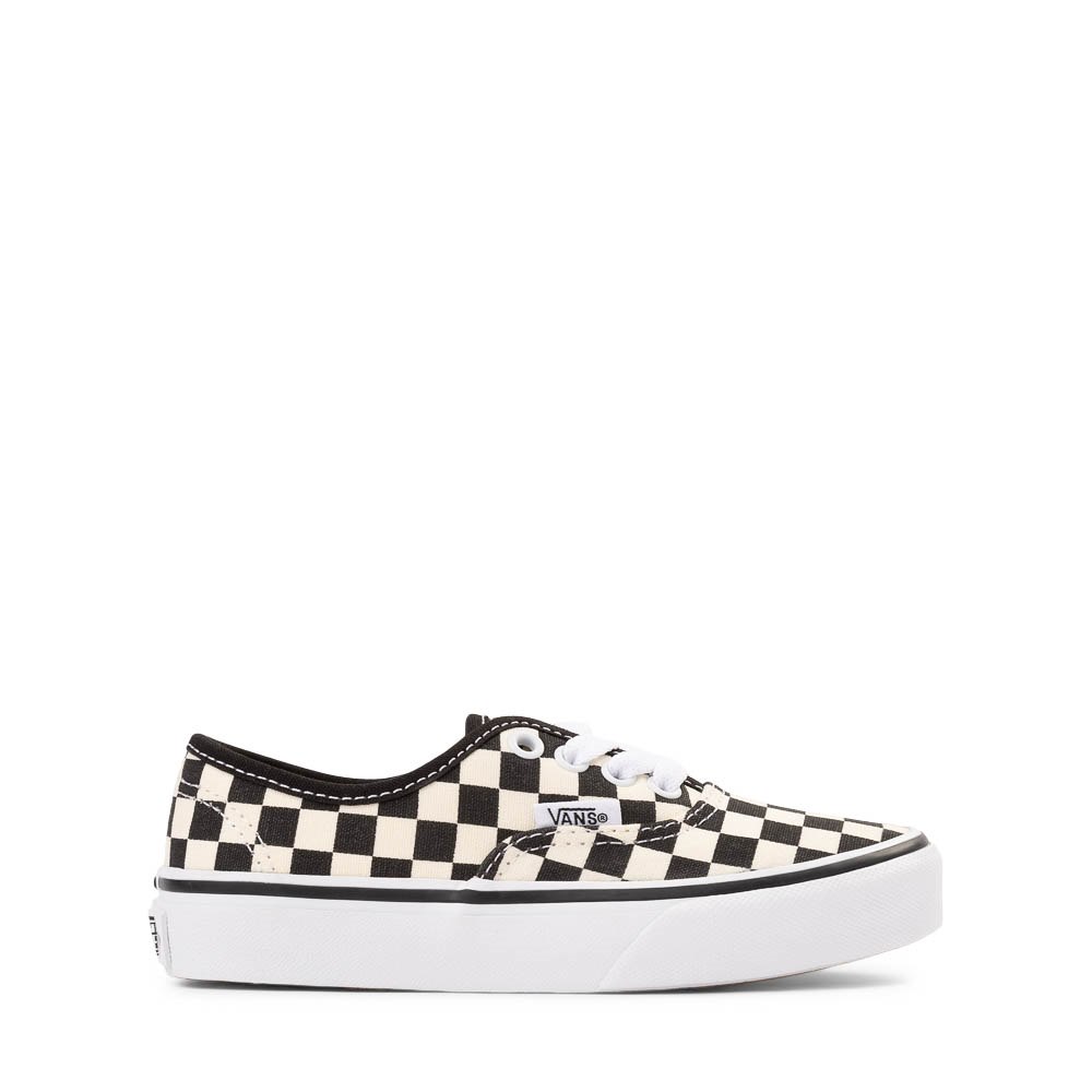 Vans Authentic Checkerboard Skate Shoe - Big Kid - Black / True White