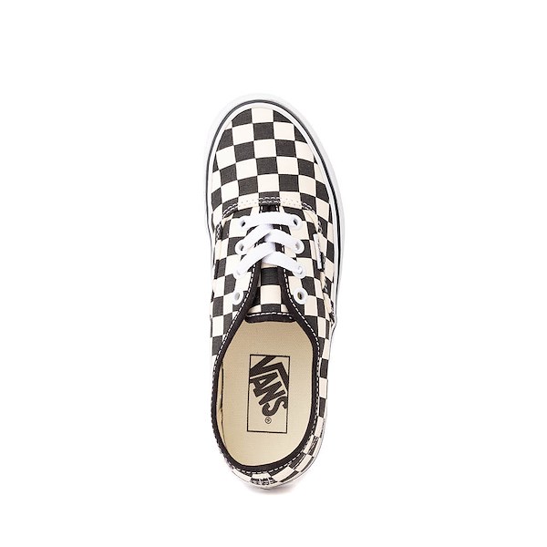 alternate view Vans Authentic Checkerboard Skate Shoe - Big Kid - Black / True WhiteALT2