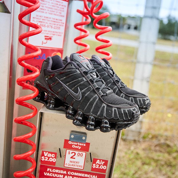 Womens Nike Shox TL Athletic Shoe - Black / Metallic Hematite Max Orange
