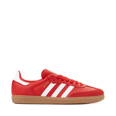 Main view of Womens adidas Samba OG Athletic Shoe - Better Scarlet / Cloud White / Gold Metallic