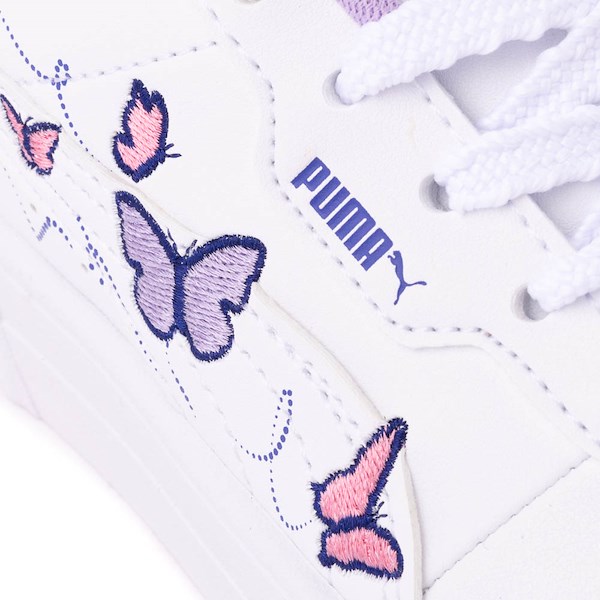 alternate view PUMA Carina 3.0 Butterfly Athletic Shoe - Little Kid / Big Kid - White / VioletALT5B