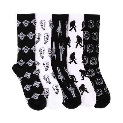 Main view of Mens Icon Crew Socks 5 Pack - Black / White