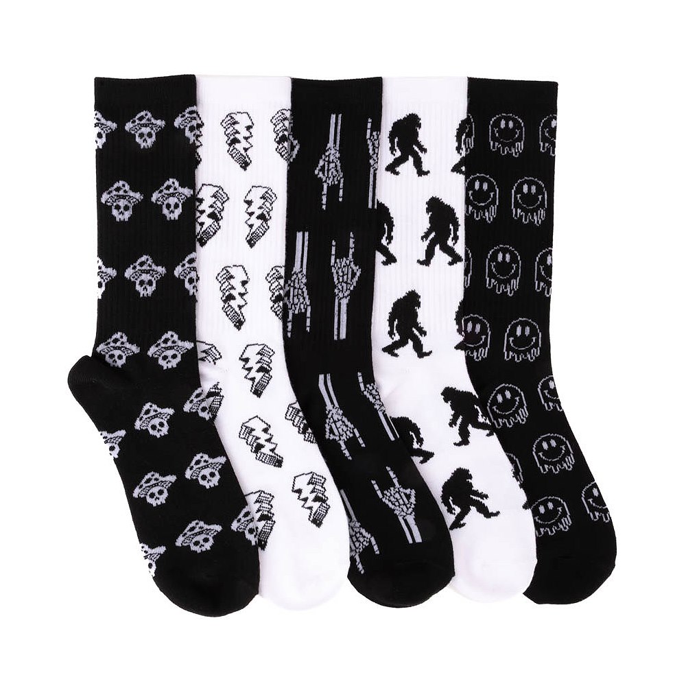 Mens Icon Crew Socks 5 Pack - Black / White