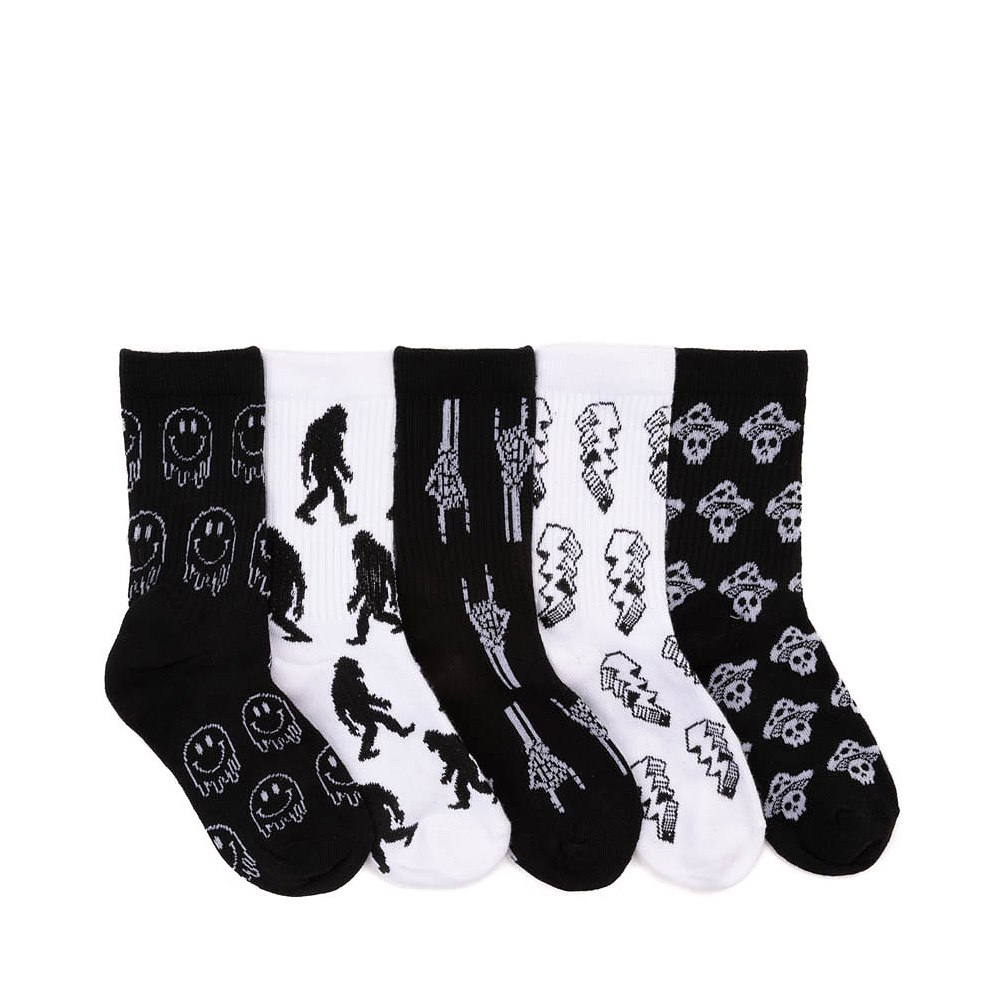 Icon Crew Socks 5 Pack - Little Kid - Black / White
