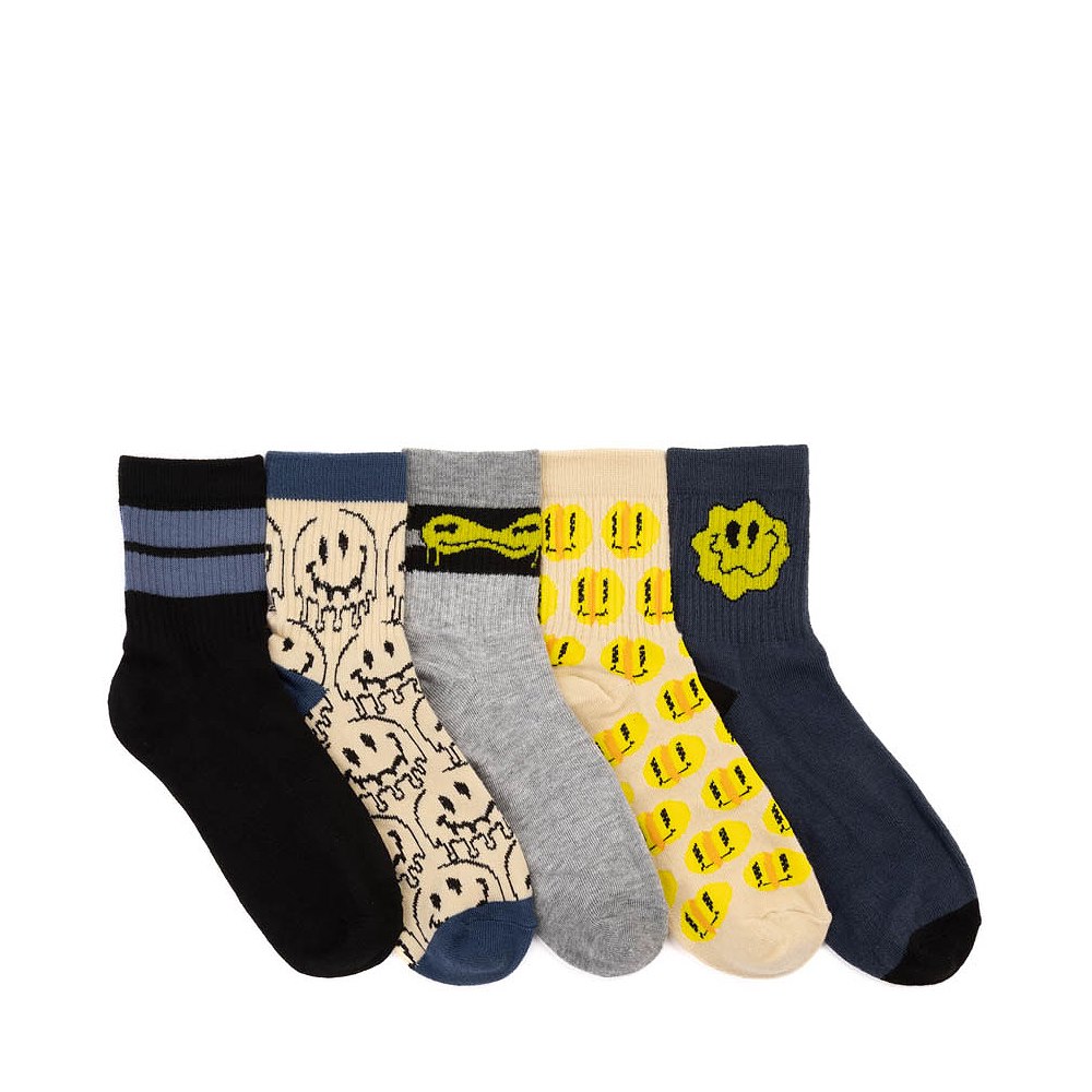 Drippy Smile Quarter Socks 5 Pack - Big Kid - Multicolor