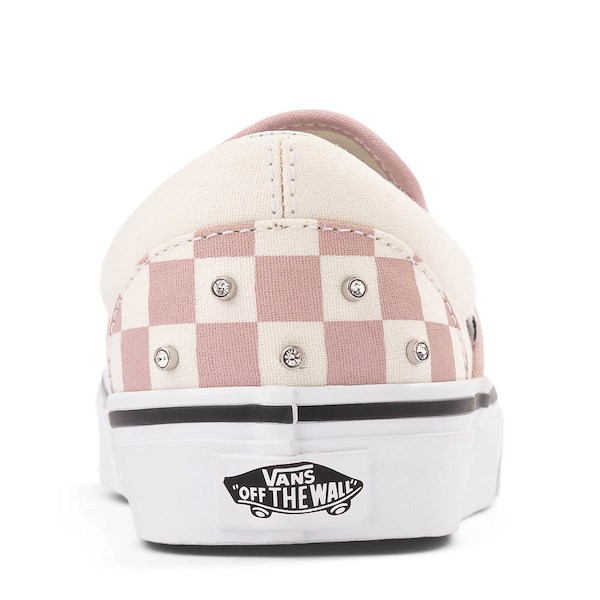 alternate view Vans Classic Slip-On Rhinestone Checkerboard Skate Shoe - Misty MauveALT4