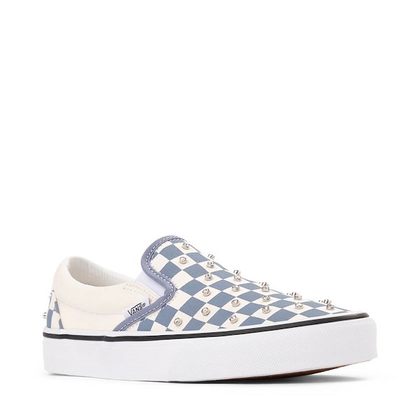 alternate view Vans Classic Slip-On Rhinestone Checkerboard Skate Shoe - Glacial SlateALT5