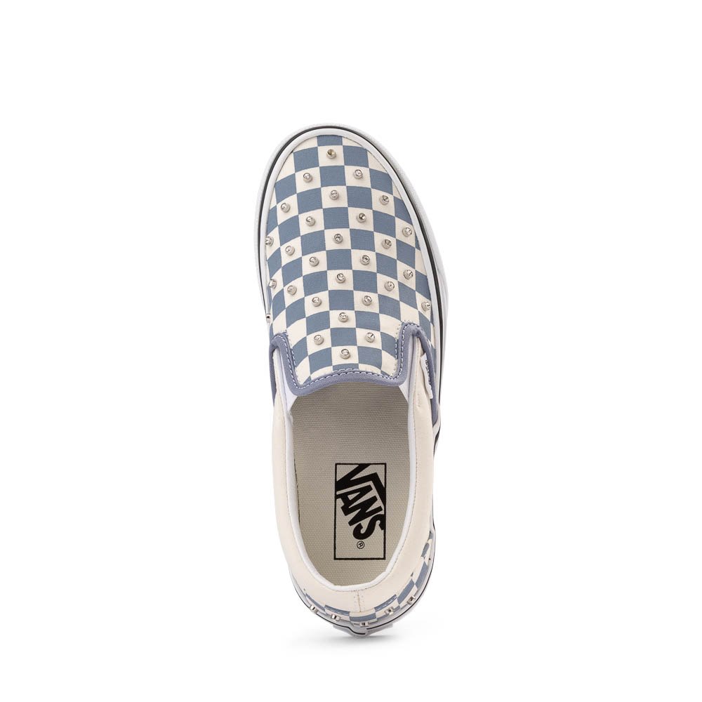 Vans Classic Slip-On Rhinestone Checkerboard Skate Shoe - Glacial Slate ...