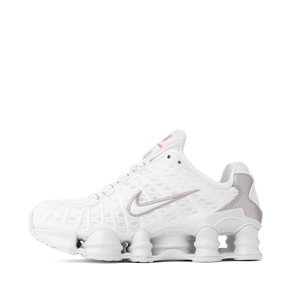 alternate view Womens Nike Shox TL Athletic Shoe - White / Metallic Silver / Max Orange / WhiteALT1