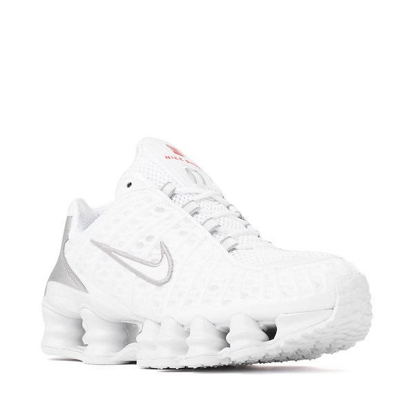 alternate view Womens Nike Shox TL Athletic Shoe - White / Metallic Silver / Max Orange / WhiteALT5