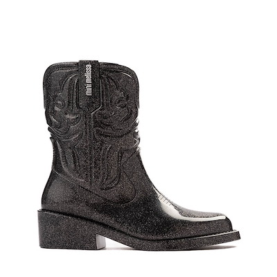 Main view of Mini Melissa Texas Boot - Little Kid / Big Kid - Black Glitter
