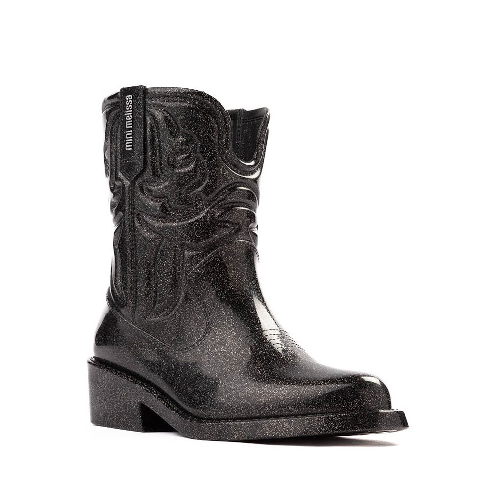 Mini Melissa Texas Boot - Little Kid / Big Kid - Black Glitter ...