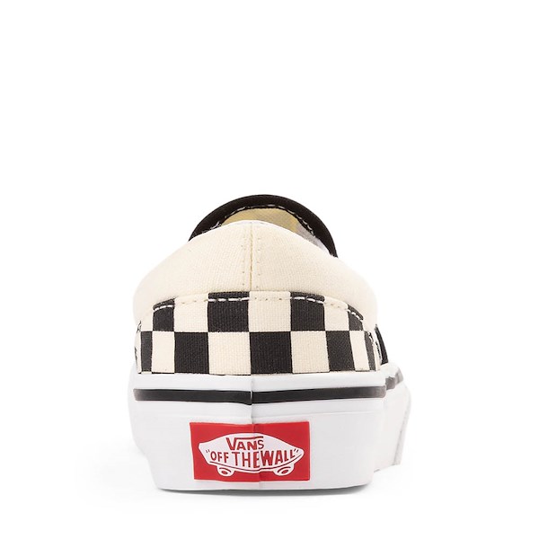 alternate view Vans Classic Slip-On Checkerboard Skate Shoe - Little Kid - Black / WhiteALT4