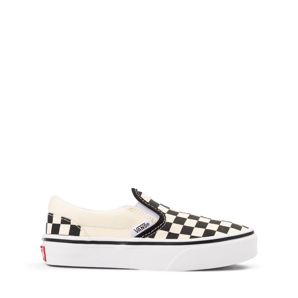 Vans Classic Slip-On Checkerboard Skate Shoe - Little Kid - Black / White