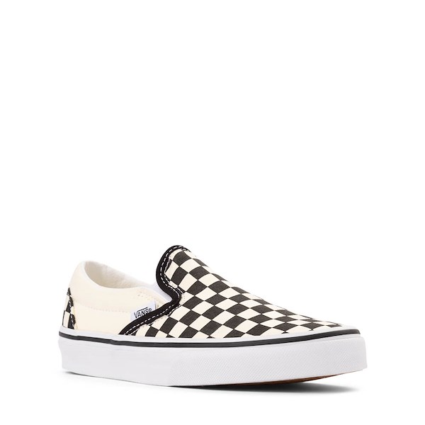 alternate view Vans Classic Slip-On Checkerboard Skate Shoe - Big Kid - Black / WhiteALT5