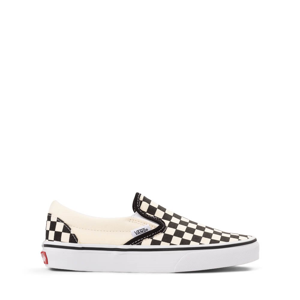 Vans Classic Slip-On Checkerboard Skate Shoe - Big Kid - Black / White