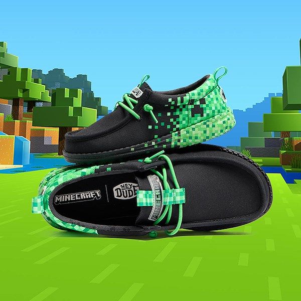 alternate view HEYDUDE x Minecraft Wally Funk Creeper Casual Shoe - Little Kid / Big Kid - BlackHERO