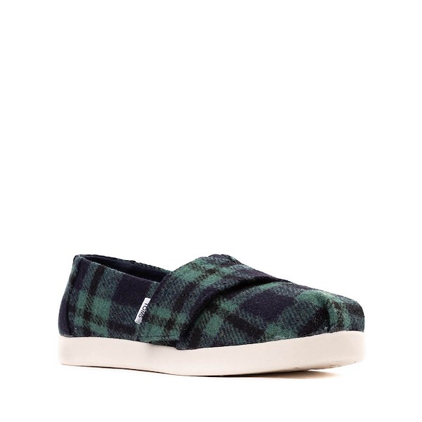 alternate view TOMS Alpargata Classic Slip-On Casual Shoe - Little Kid / Big Kid - Navy PlaidALT5