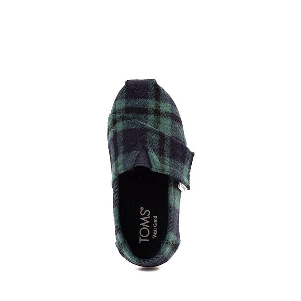 alternate view TOMS Alpargata Classic Slip-On Casual Shoe - Baby / Toddler / Little Kid - Navy PlaidALT2