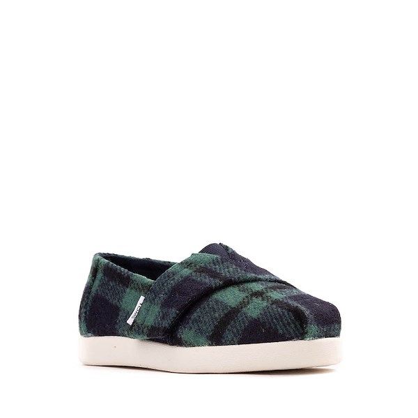 alternate view TOMS Alpargata Classic Slip-On Casual Shoe - Baby / Toddler / Little Kid - Navy PlaidALT5