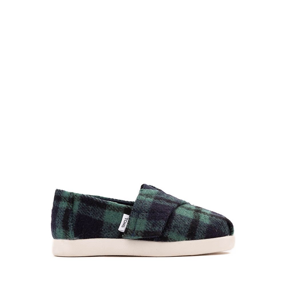 TOMS Alpargata Classic Slip-On Casual Shoe - Baby / Toddler / Little Kid - Navy Plaid