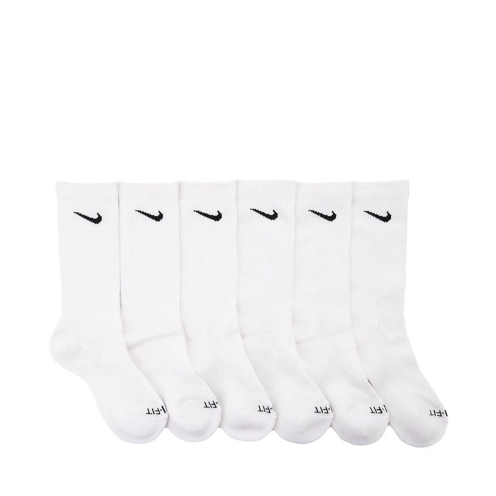 Nike Everyday Plus Cushioned Training Crew Socks 6 Pack - Big Kid - White