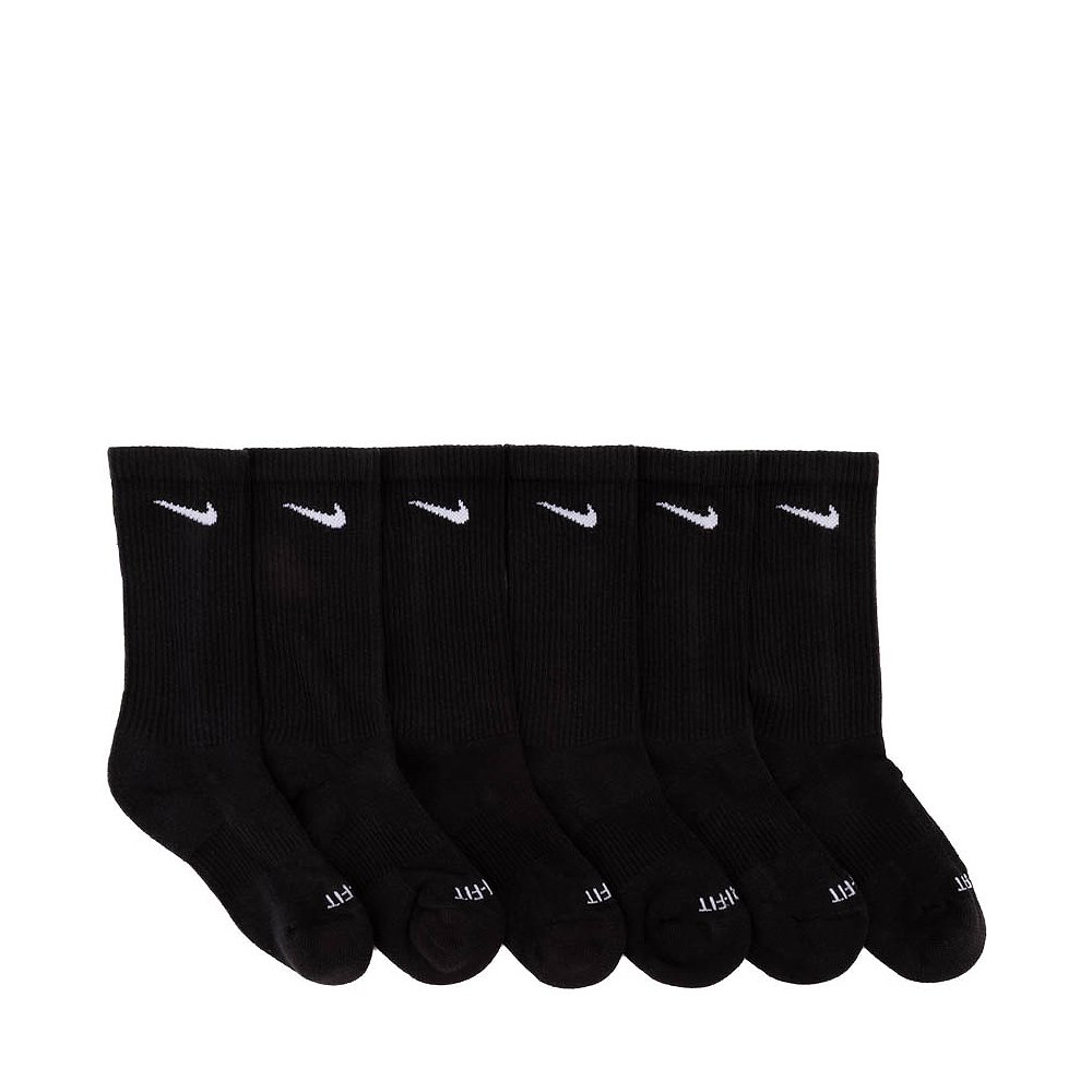 Nike Everyday Plus Cushioned Training Crew Socks 6 Pack - Big Kid - Black
