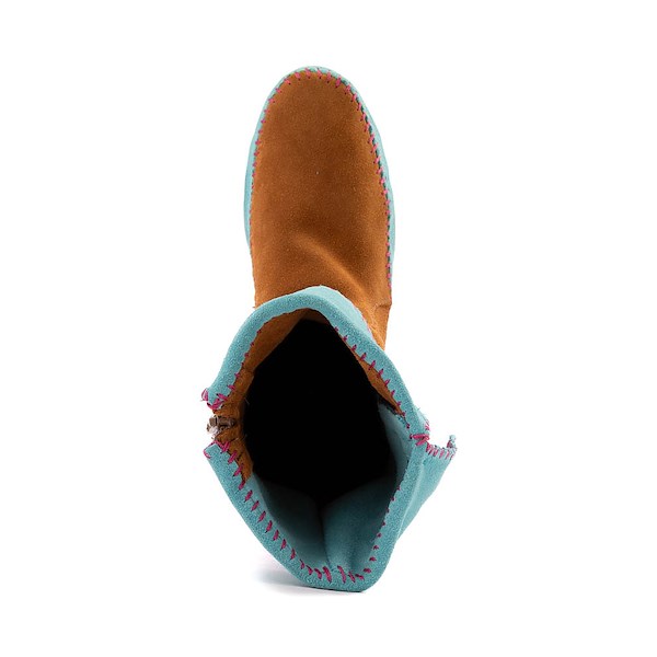alternate view Womens Minnetonka x Stranger Things Authentic Holly Wheeler Boot - Pink / Turquoise / BrownALT2