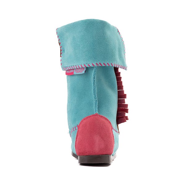 alternate view Womens Minnetonka x Stranger Things Authentic Holly Wheeler Boot - Pink / Turquoise / BrownALT4