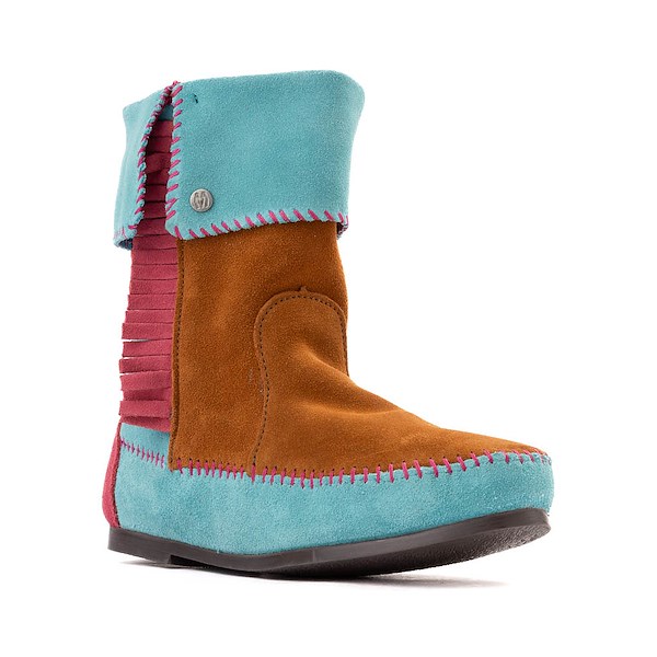 alternate view Womens Minnetonka x Stranger Things Authentic Holly Wheeler Boot - Pink / Turquoise / BrownALT5