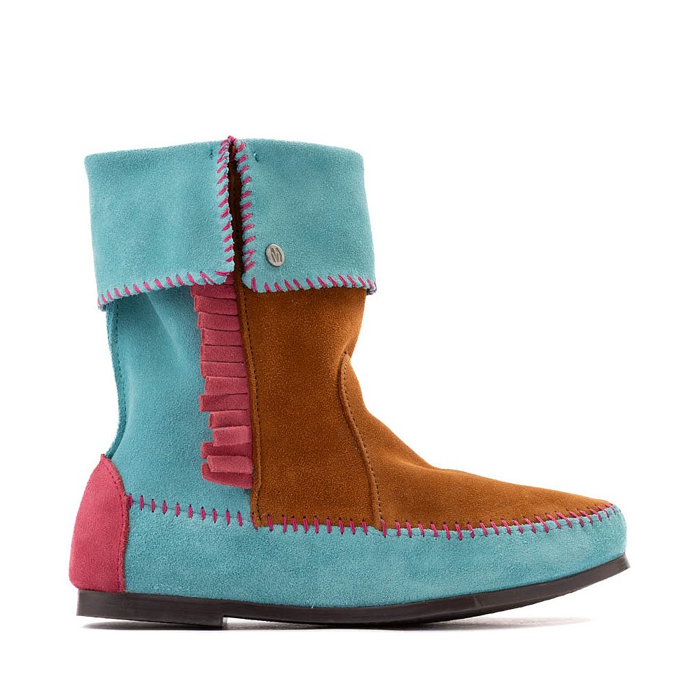 Womens Minnetonka x Stranger Things Authentic Holly Wheeler Boot - Pink / Turquoise / Brown