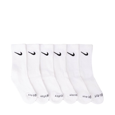Main view of Nike Dri-FIT Performance Basics Crew Socks 6 Pack - Toddler / Little Kid - White / Black