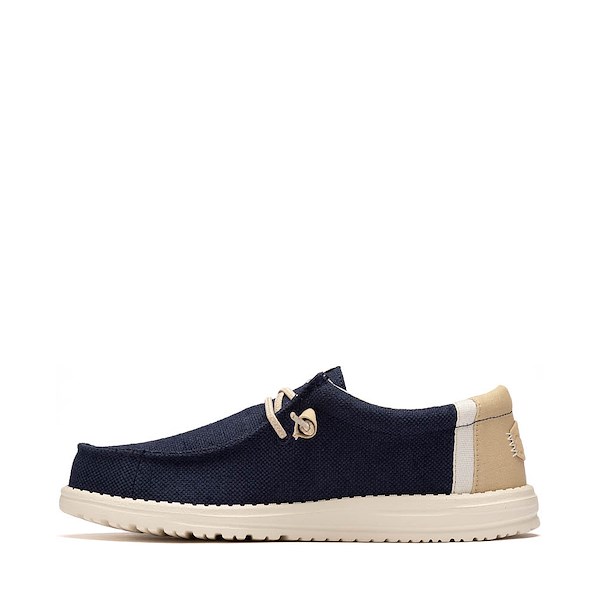 alternate view Mens HEYDUDE Wally Break Stitch Casual Shoe - Navy / Safari / WhiteALT1