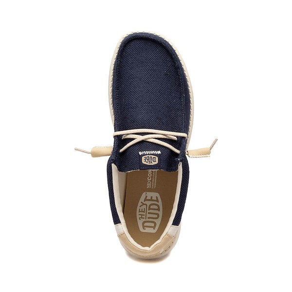 alternate view Mens HEYDUDE Wally Break Stitch Casual Shoe - Navy / Safari / WhiteALT2