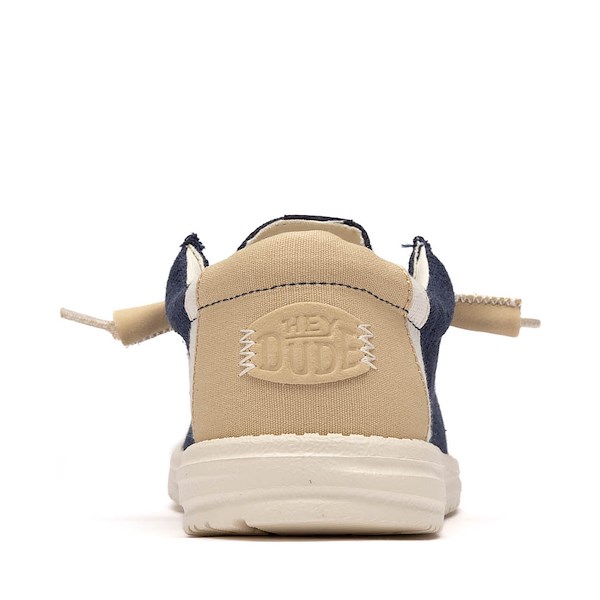 alternate view Mens HEYDUDE Wally Break Stitch Casual Shoe - Navy / Safari / WhiteALT4