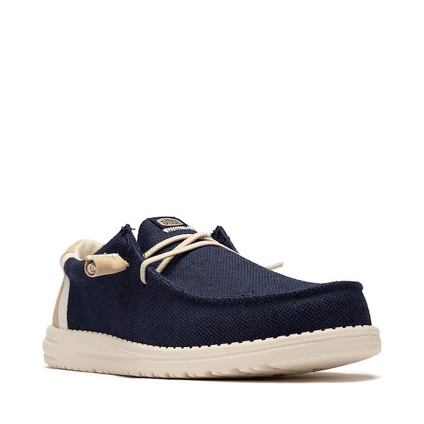 alternate view Mens HEYDUDE Wally Break Stitch Casual Shoe - Navy / Safari / WhiteALT5