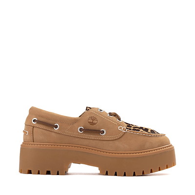 Main view of Womens Timberland&amp;reg; Stone Street Premium Boat Shoe - Beige / Leopard