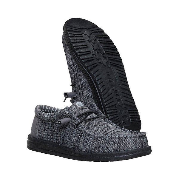 alternate view Mens HEYDUDE Wally Stretch Sox Slip-On Casual Shoe - GraniteALT3