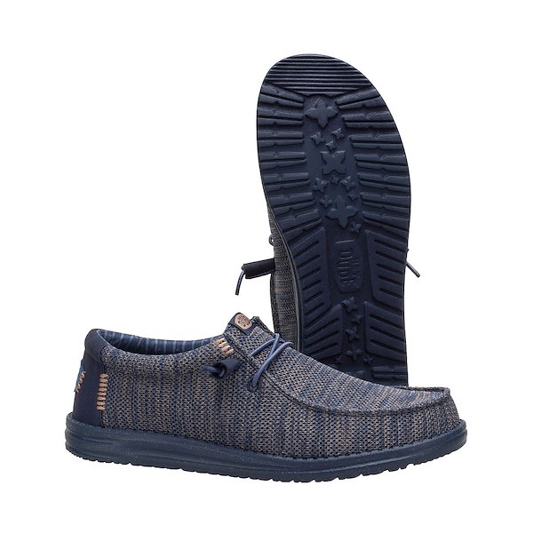 alternate view Mens HEYDUDE Wally Stretch Sox Slip-On Casual Shoe - Navy BlazerALT3