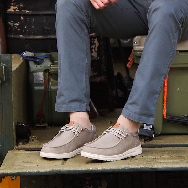 alternate view Mens HEYDUDE Paul Slip-On Casual Shoe - Taupe GreyALT1C