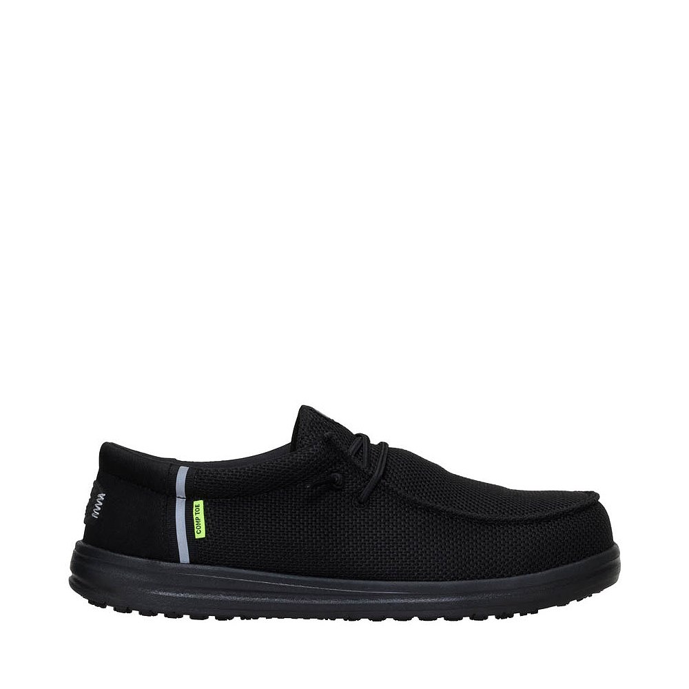 Mens HEYDUDE Wally Work Comp Toe Casual Shoe - Black
