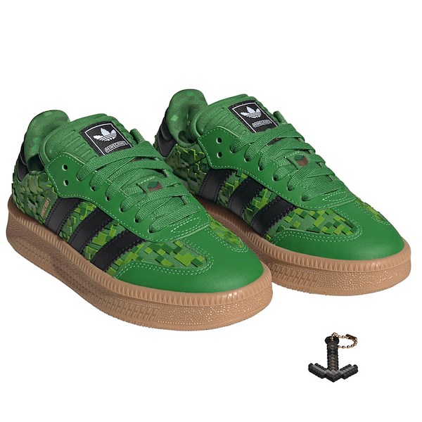 alternate view adidas x Minecraft Samba XLG Athletic Shoe - Big Kid - Green / Core Black / Cloud WhiteALT2B