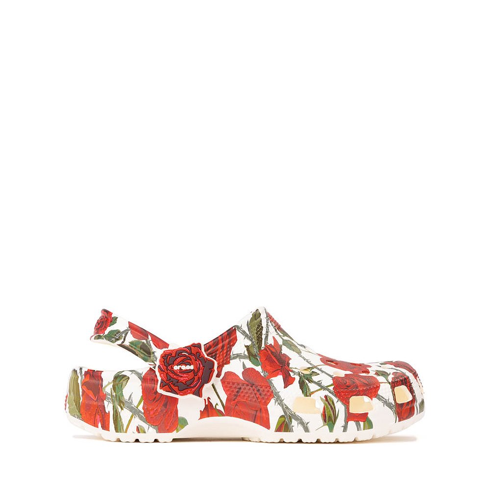 Crocs Classic Rebellious Rose And Thorns Clog - Chalk